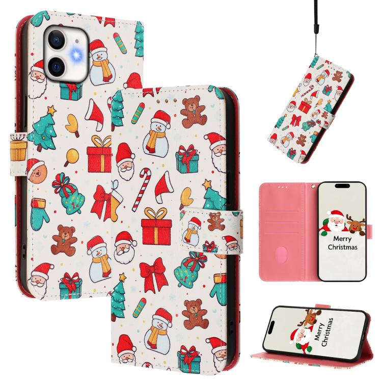 Christmas Series Buckle Leather Phone Case with Hand Strap