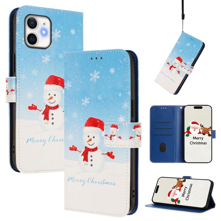 Christmas Series Buckle Leather Phone Case with Hand Strap
