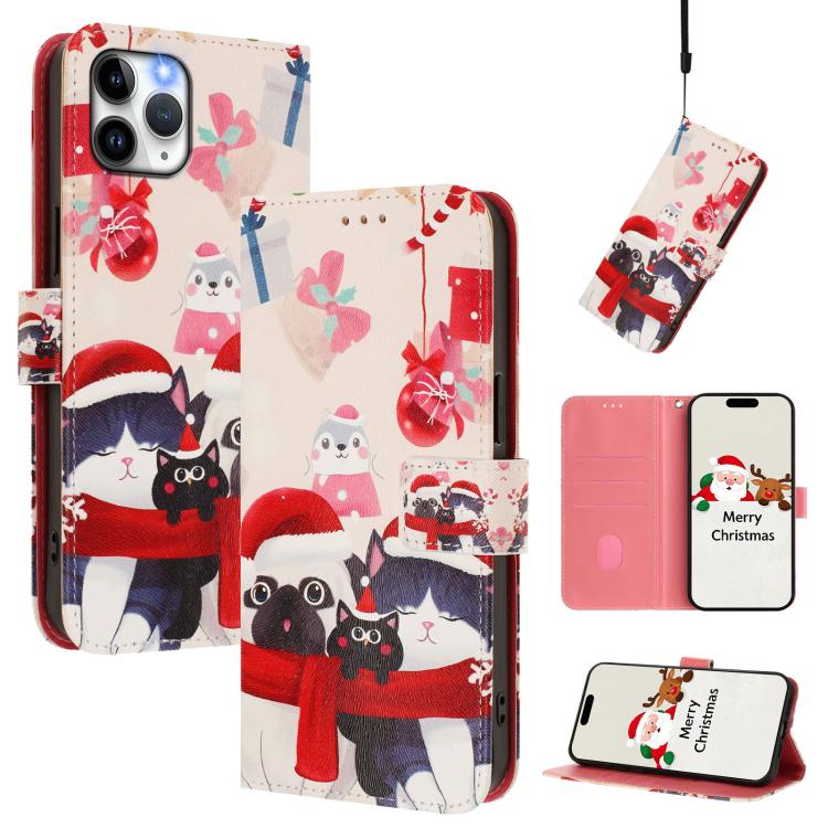 Christmas Series Buckle Leather Phone Case with Hand Strap