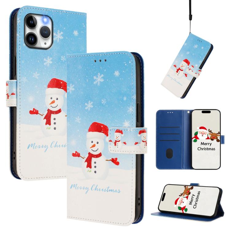 Christmas Series Buckle Leather Phone Case with Hand Strap