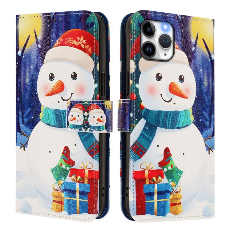 Christmas Series Buckle Leather Phone Case with Hand Strap