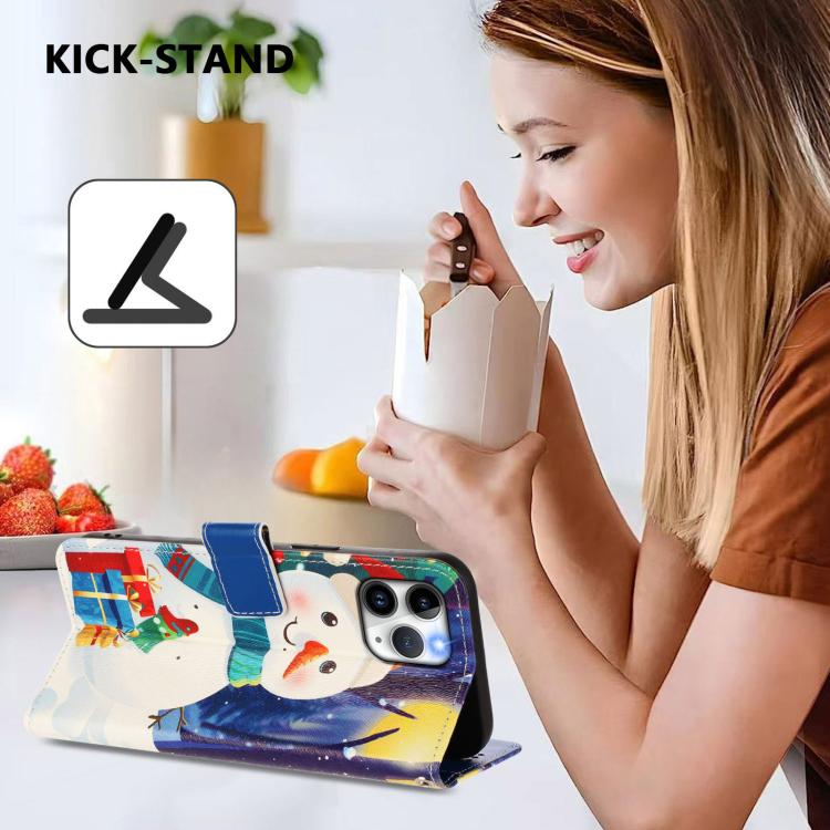 Christmas Series Buckle Leather Phone Case with Hand Strap