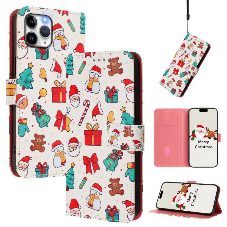 Christmas Series Buckle Leather Phone Case with Hand Strap