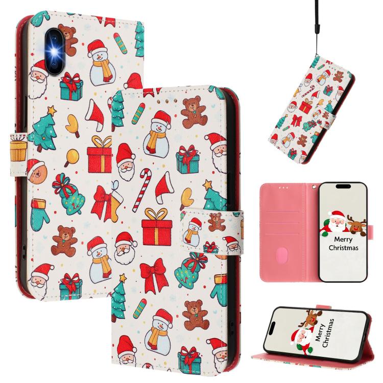 Christmas Series Buckle Leather Phone Case with Hand Strap