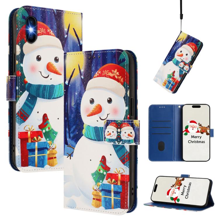Christmas Series Buckle Leather Phone Case with Hand Strap