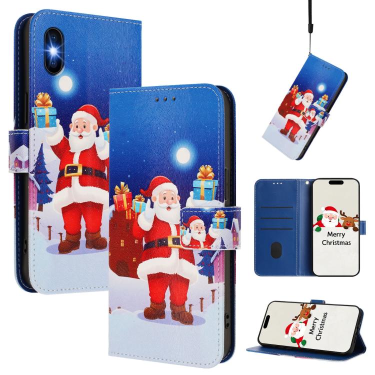 Christmas Series Buckle Leather Phone Case with Hand Strap