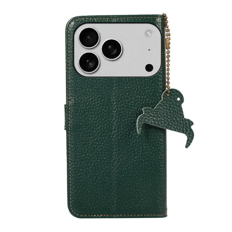 Genuine Leather Litchi Texture RFID Leather Phone Case