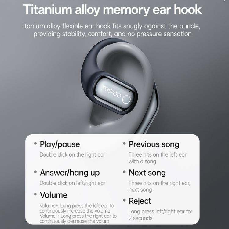 Yesido YSP26 ENC Noise Reduction Ear-hook Open OWS Bluetooth Earphone, with LCD Screen