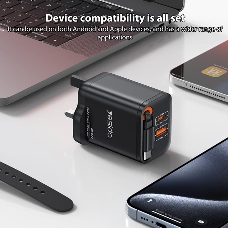 Yesido YC145 40W Fast Charger with Telescopic Type-C Cable