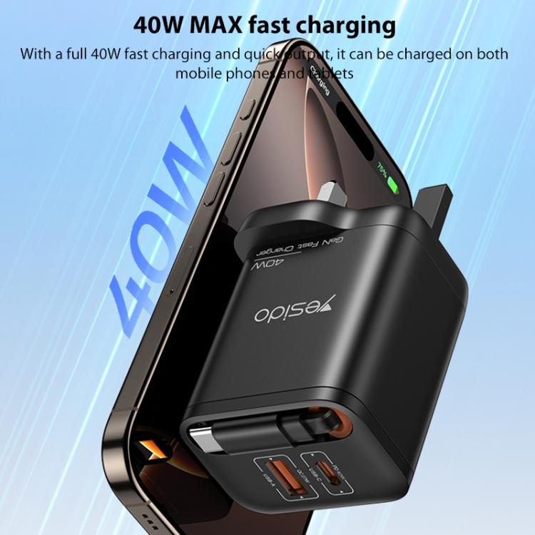 Yesido YC145 40W Fast Charger with Telescopic Type-C Cable