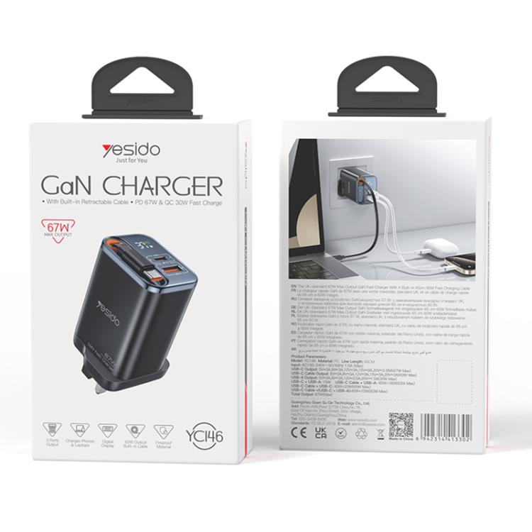 Yesido YC146 67W Fast Charger with Telescopic Type-C Cable