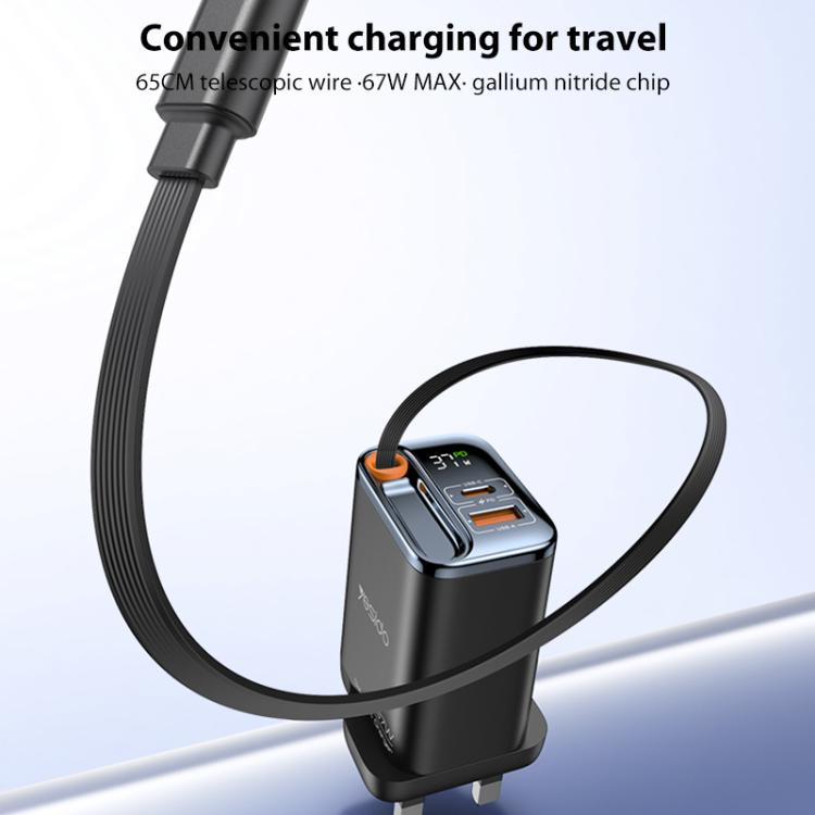 Yesido YC146 67W Fast Charger with Telescopic Type-C Cable