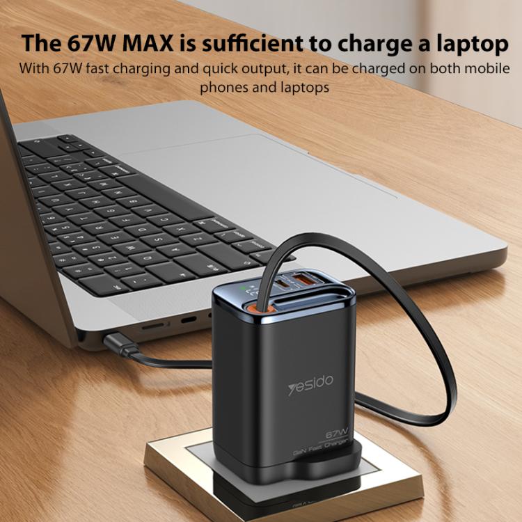 Yesido YC146 67W Fast Charger with Telescopic Type-C Cable