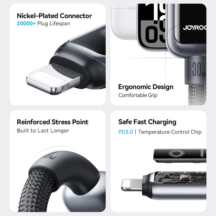 JOYROOM S-A55 StarFlight Series 30W Type-C to 8 Pin Auto Power-Off Fast Charging Data Cable