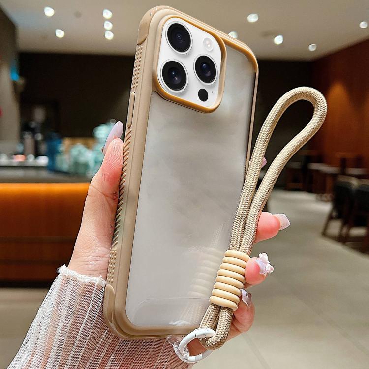 Solid Color Edge Transparency Acrylic TPU Phone Case with Wrist Strap