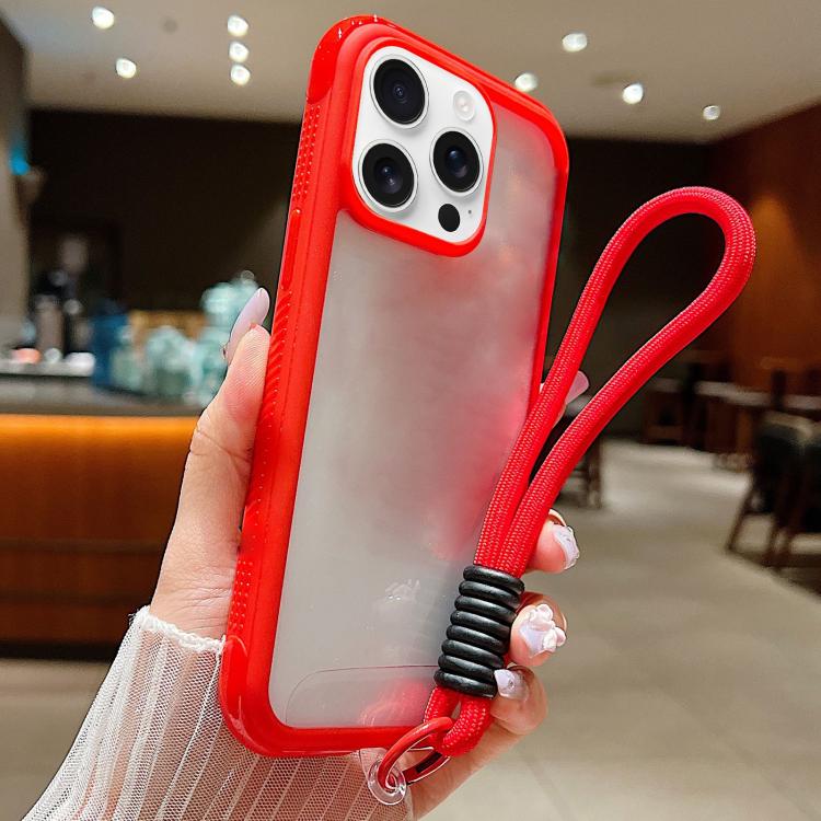Solid Color Edge Transparency Acrylic TPU Phone Case with Wrist Strap