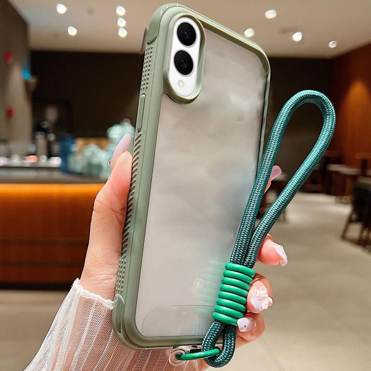 Solid Color Edge Transparency Acrylic TPU Phone Case with Wrist Strap, For Samsung Galaxy S25 Edge 5G, For Samsung Galaxy S25 / S24 5G, For Samsung Galaxy S25+ / S24+ 5G, For Samsung Galaxy S25 Ultra / S24 Ultra 5G