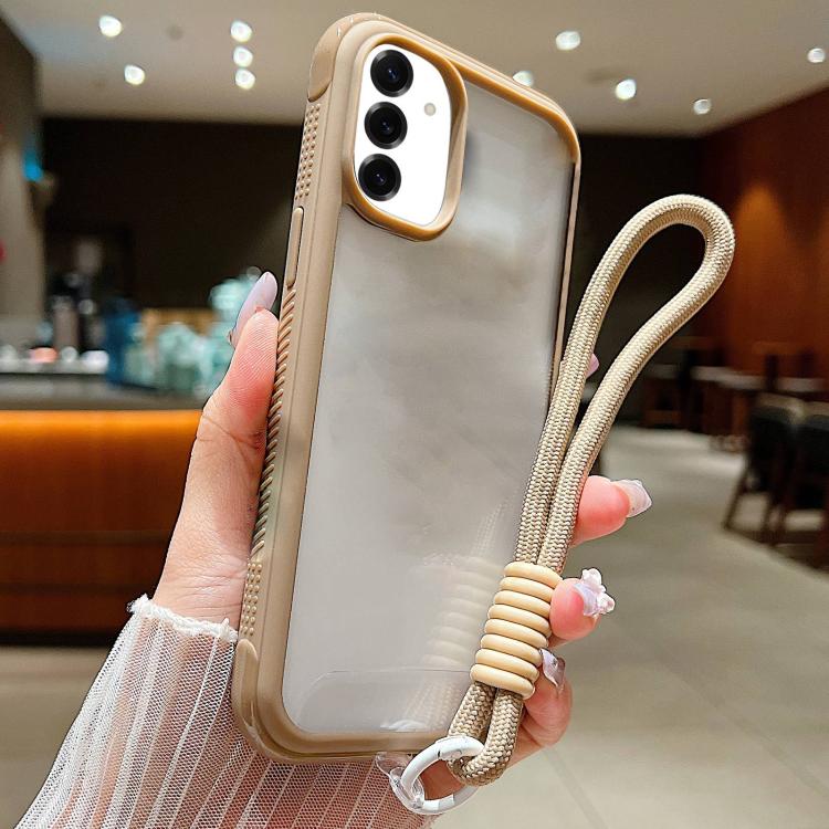 Solid Color Edge Transparency Acrylic TPU Phone Case with Wrist Strap, For Samsung Galaxy S25 Edge 5G, For Samsung Galaxy S25 / S24 5G, For Samsung Galaxy S25+ / S24+ 5G, For Samsung Galaxy S25 Ultra / S24 Ultra 5G