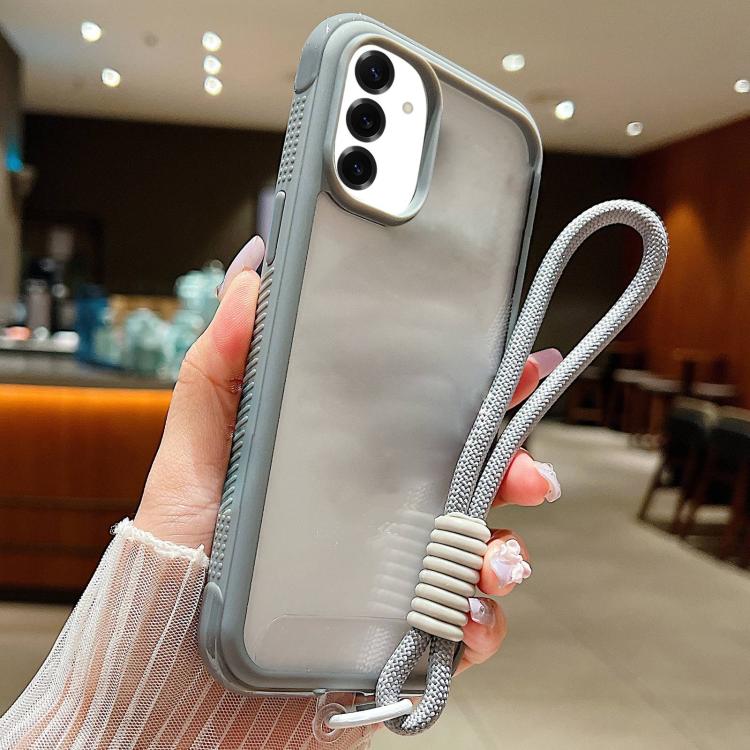Solid Color Edge Transparency Acrylic TPU Phone Case with Wrist Strap, For Samsung Galaxy S25 Edge 5G, For Samsung Galaxy S25 / S24 5G, For Samsung Galaxy S25+ / S24+ 5G, For Samsung Galaxy S25 Ultra / S24 Ultra 5G