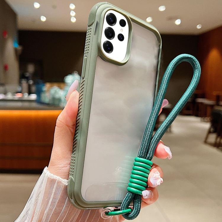 Solid Color Edge Transparency Acrylic TPU Phone Case with Wrist Strap, For Samsung Galaxy S25 Edge 5G, For Samsung Galaxy S25 / S24 5G, For Samsung Galaxy S25+ / S24+ 5G, For Samsung Galaxy S25 Ultra / S24 Ultra 5G