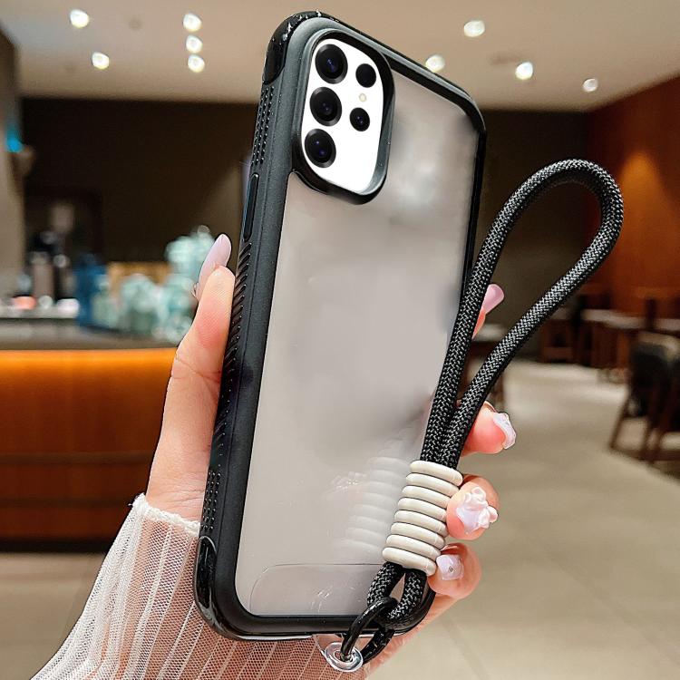 Solid Color Edge Transparency Acrylic TPU Phone Case with Wrist Strap, For Samsung Galaxy S25 Edge 5G, For Samsung Galaxy S25 / S24 5G, For Samsung Galaxy S25+ / S24+ 5G, For Samsung Galaxy S25 Ultra / S24 Ultra 5G