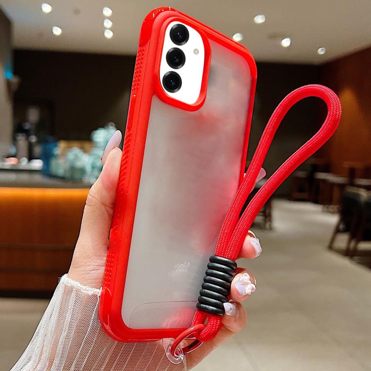 Solid Color Edge Transparency Acrylic TPU Phone Case with Wrist Strap, For Samsung Galaxy S25 Edge 5G, For Samsung Galaxy S25 / S24 5G, For Samsung Galaxy S25+ / S24+ 5G, For Samsung Galaxy S25 Ultra / S24 Ultra 5G