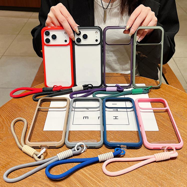 Solid Color Edge Transparency Acrylic TPU Phone Case with Wrist Strap, For Samsung Galaxy S25 Edge 5G, For Samsung Galaxy S25 / S24 5G, For Samsung Galaxy S25+ / S24+ 5G, For Samsung Galaxy S25 Ultra / S24 Ultra 5G