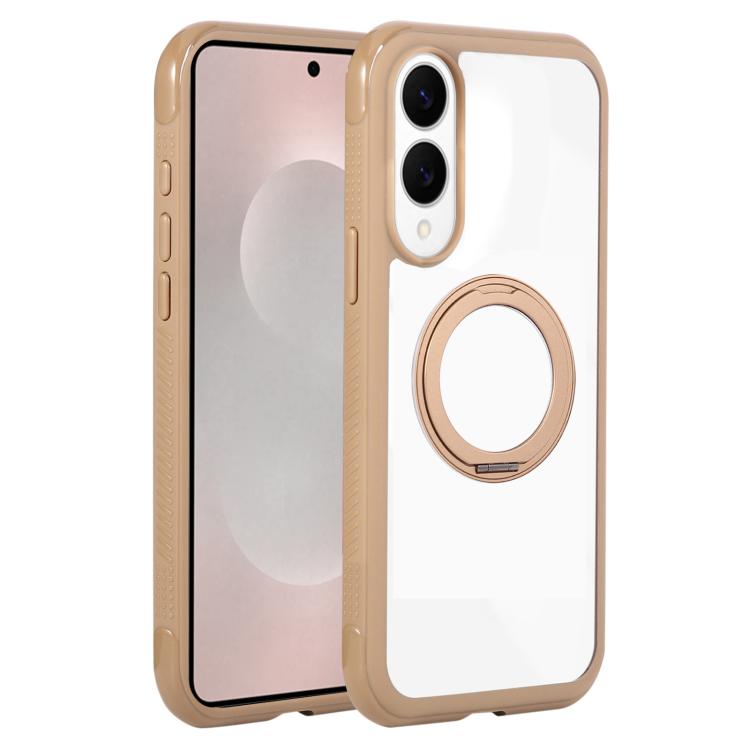 Solid Color Edge Transparency Rotation Holder MagSafe Phone Case, For Samsung Galaxy S25 Edge 5G, For Samsung Galaxy S25 / S24 5G, For Samsung Galaxy S25+ / S24+ 5G, For Samsung Galaxy S25 Ultra / S24 Ultra 5G