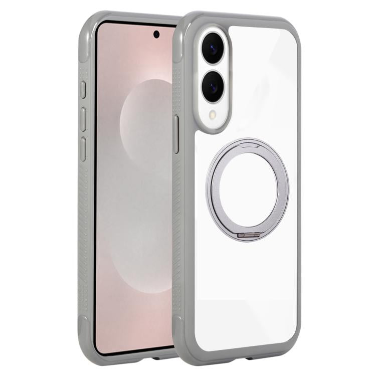 Solid Color Edge Transparency Rotation Holder MagSafe Phone Case, For Samsung Galaxy S25 Edge 5G, For Samsung Galaxy S25 / S24 5G, For Samsung Galaxy S25+ / S24+ 5G, For Samsung Galaxy S25 Ultra / S24 Ultra 5G