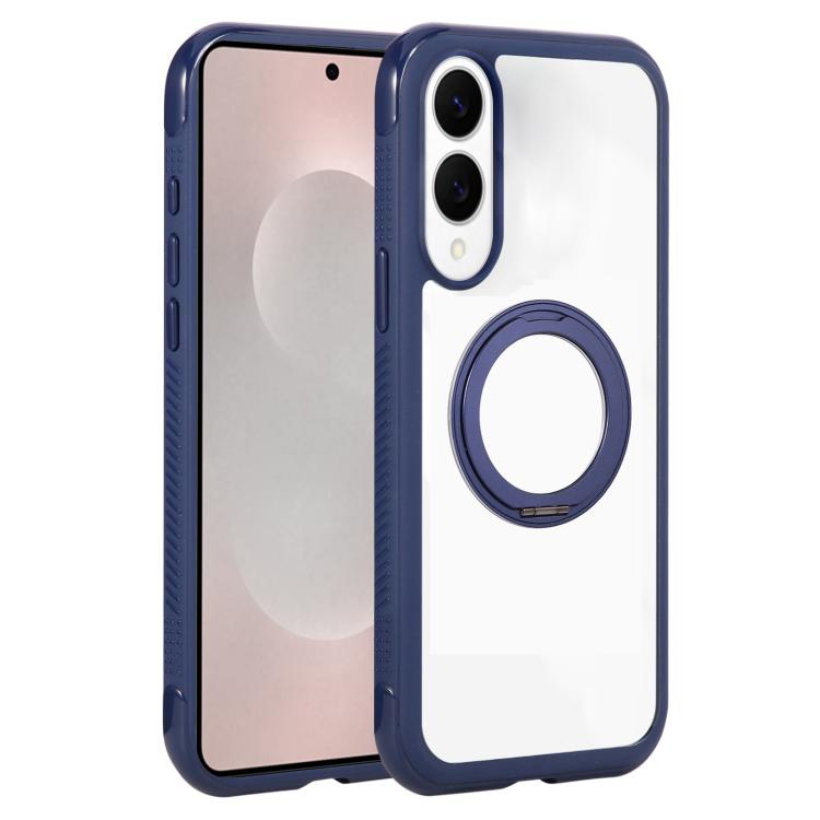 Solid Color Edge Transparency Rotation Holder MagSafe Phone Case, For Samsung Galaxy S25 Edge 5G, For Samsung Galaxy S25 / S24 5G, For Samsung Galaxy S25+ / S24+ 5G, For Samsung Galaxy S25 Ultra / S24 Ultra 5G