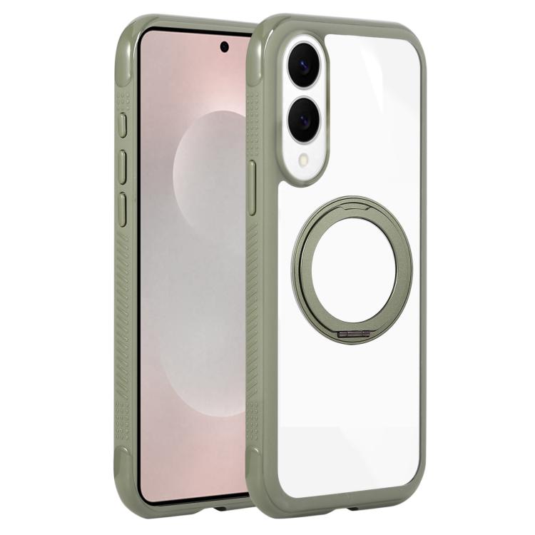 Solid Color Edge Transparency Rotation Holder MagSafe Phone Case, For Samsung Galaxy S25 Edge 5G, For Samsung Galaxy S25 / S24 5G, For Samsung Galaxy S25+ / S24+ 5G, For Samsung Galaxy S25 Ultra / S24 Ultra 5G