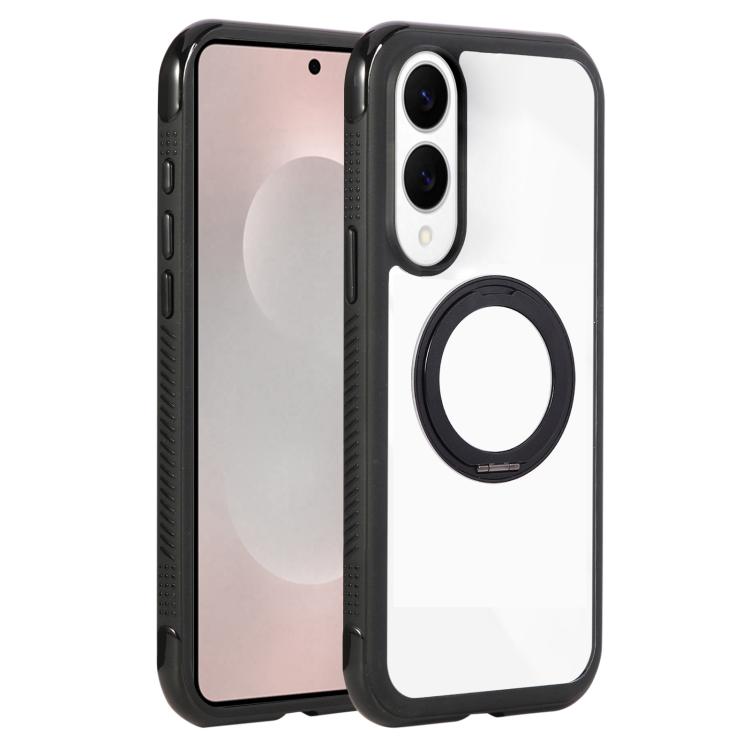 Solid Color Edge Transparency Rotation Holder MagSafe Phone Case, For Samsung Galaxy S25 Edge 5G, For Samsung Galaxy S25 / S24 5G, For Samsung Galaxy S25+ / S24+ 5G, For Samsung Galaxy S25 Ultra / S24 Ultra 5G