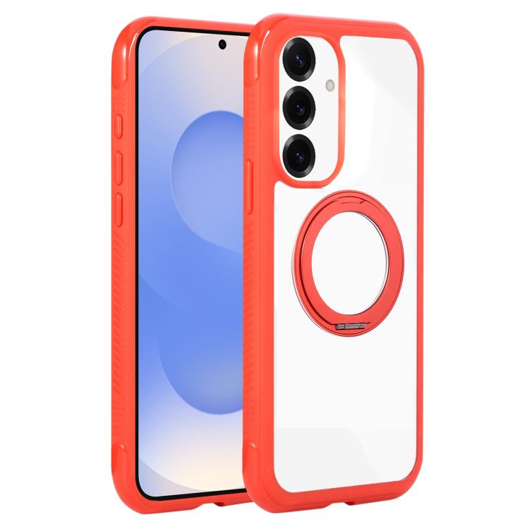 Solid Color Edge Transparency Rotation Holder MagSafe Phone Case, For Samsung Galaxy S25 Edge 5G, For Samsung Galaxy S25 / S24 5G, For Samsung Galaxy S25+ / S24+ 5G, For Samsung Galaxy S25 Ultra / S24 Ultra 5G