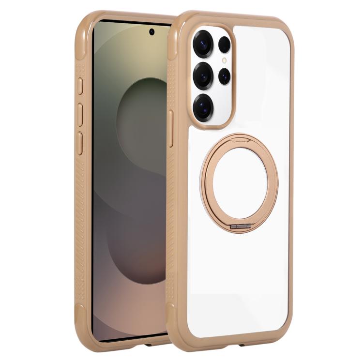 Solid Color Edge Transparency Rotation Holder MagSafe Phone Case, For Samsung Galaxy S25 Edge 5G, For Samsung Galaxy S25 / S24 5G, For Samsung Galaxy S25+ / S24+ 5G, For Samsung Galaxy S25 Ultra / S24 Ultra 5G