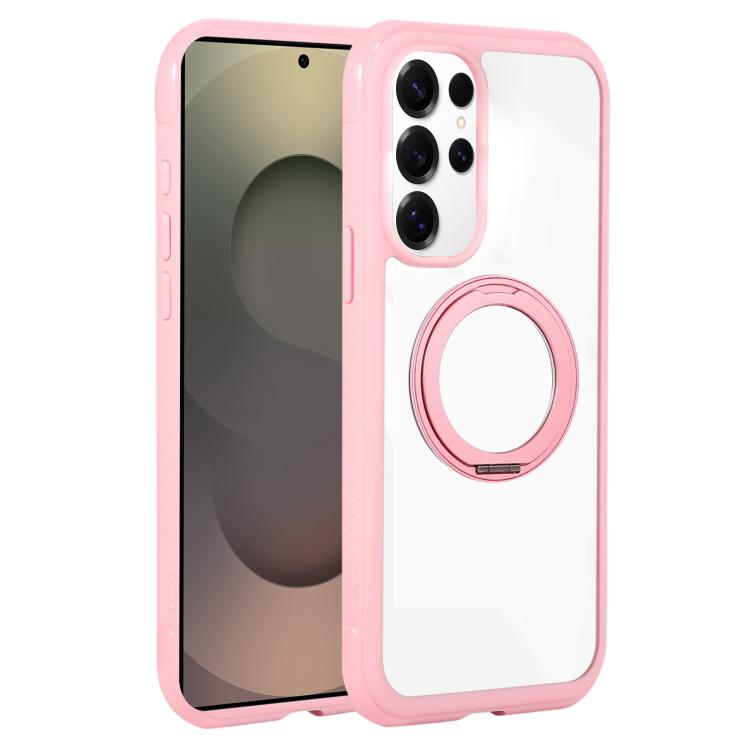 Solid Color Edge Transparency Rotation Holder MagSafe Phone Case, For Samsung Galaxy S25 Edge 5G, For Samsung Galaxy S25 / S24 5G, For Samsung Galaxy S25+ / S24+ 5G, For Samsung Galaxy S25 Ultra / S24 Ultra 5G