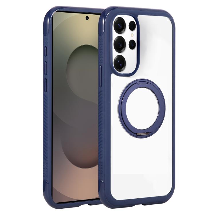 Solid Color Edge Transparency Rotation Holder MagSafe Phone Case, For Samsung Galaxy S25 Edge 5G, For Samsung Galaxy S25 / S24 5G, For Samsung Galaxy S25+ / S24+ 5G, For Samsung Galaxy S25 Ultra / S24 Ultra 5G