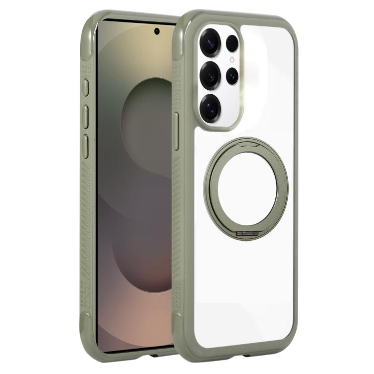 Solid Color Edge Transparency Rotation Holder MagSafe Phone Case, For Samsung Galaxy S25 Edge 5G, For Samsung Galaxy S25 / S24 5G, For Samsung Galaxy S25+ / S24+ 5G, For Samsung Galaxy S25 Ultra / S24 Ultra 5G