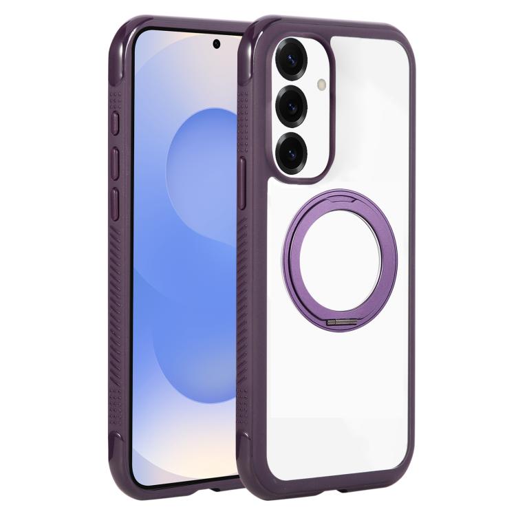 Solid Color Edge Transparency Rotation Holder MagSafe Phone Case, For Samsung Galaxy S25 Edge 5G, For Samsung Galaxy S25 / S24 5G, For Samsung Galaxy S25+ / S24+ 5G, For Samsung Galaxy S25 Ultra / S24 Ultra 5G