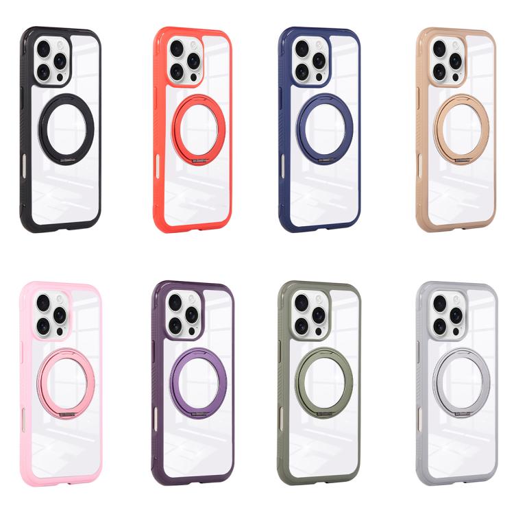 Solid Color Edge Transparency Rotation Holder MagSafe Phone Case, For Samsung Galaxy S25 Edge 5G, For Samsung Galaxy S25 / S24 5G, For Samsung Galaxy S25+ / S24+ 5G, For Samsung Galaxy S25 Ultra / S24 Ultra 5G