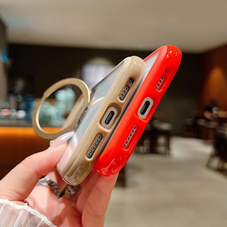 Solid Color Edge Transparency Rotation Holder MagSafe Phone Case, For Samsung Galaxy S25 Edge 5G, For Samsung Galaxy S25 / S24 5G, For Samsung Galaxy S25+ / S24+ 5G, For Samsung Galaxy S25 Ultra / S24 Ultra 5G