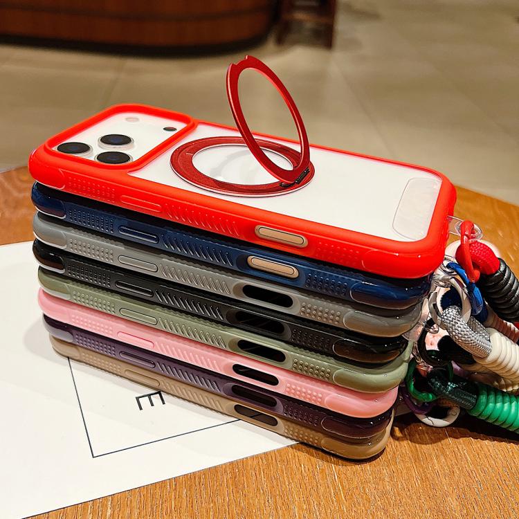 Solid Color Edge Transparency Rotation Holder MagSafe Phone Case with Wrist Strap, For Samsung Galaxy S25 Edge 5G, For Samsung Galaxy S25 / S24 5G, For Samsung Galaxy S25+ / S24+ 5G, For Samsung Galaxy S25 Ultra / S24 Ultra 5G