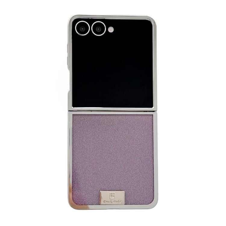 Plating Frame Glitter Paper Nameplate Full Coverage Phone Case, For Samsung Galaxy Z Flip6/7 FE, For Samsung Galaxy Z Flip7 5G, For Samsung Galaxy Z Flip5