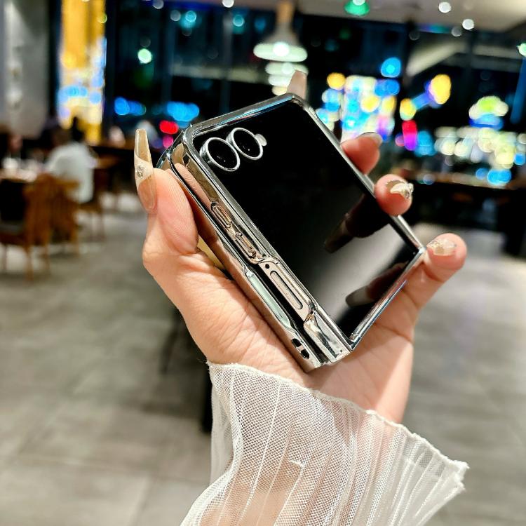 Plating Frame Glitter Paper Nameplate Full Coverage Phone Case, For Samsung Galaxy Z Flip6/7 FE, For Samsung Galaxy Z Flip7 5G, For Samsung Galaxy Z Flip5