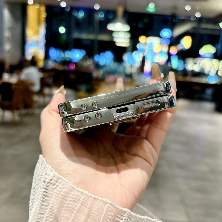Plating Frame Glitter Paper Nameplate Full Coverage Phone Case, For Samsung Galaxy Z Flip6/7 FE, For Samsung Galaxy Z Flip7 5G, For Samsung Galaxy Z Flip5