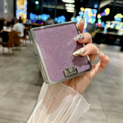 Plating Frame Glitter Paper Nameplate Full Coverage Phone Case, For Samsung Galaxy Z Flip6/7 FE, For Samsung Galaxy Z Flip7 5G, For Samsung Galaxy Z Flip5