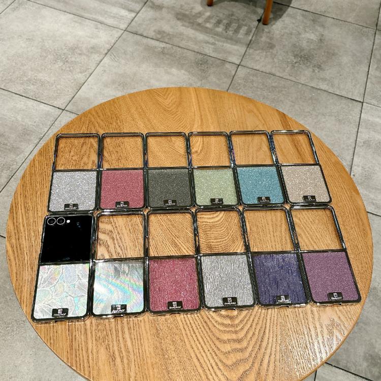 Plating Frame Glitter Paper Nameplate Full Coverage Phone Case, For Samsung Galaxy Z Flip6/7 FE, For Samsung Galaxy Z Flip7 5G, For Samsung Galaxy Z Flip5