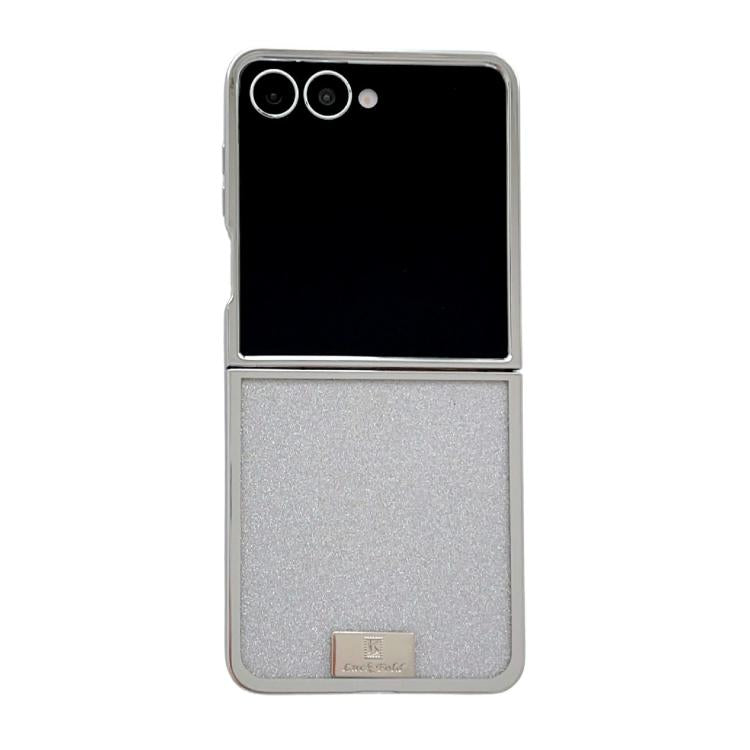 Plating Frame Glitter Paper Nameplate Full Coverage Phone Case, For Samsung Galaxy Z Flip6/7 FE, For Samsung Galaxy Z Flip7 5G, For Samsung Galaxy Z Flip5