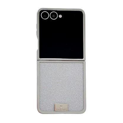 Plating Frame Glitter Paper Nameplate Full Coverage Phone Case, For Samsung Galaxy Z Flip6/7 FE, For Samsung Galaxy Z Flip7 5G, For Samsung Galaxy Z Flip5