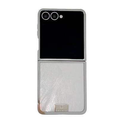 Plating Frame Glitter Paper Nameplate Full Coverage Phone Case, For Samsung Galaxy Z Flip6/7 FE, For Samsung Galaxy Z Flip7 5G, For Samsung Galaxy Z Flip5