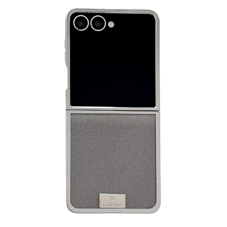 Plating Frame Glitter Paper Nameplate Full Coverage Phone Case, For Samsung Galaxy Z Flip6/7 FE, For Samsung Galaxy Z Flip7 5G, For Samsung Galaxy Z Flip5